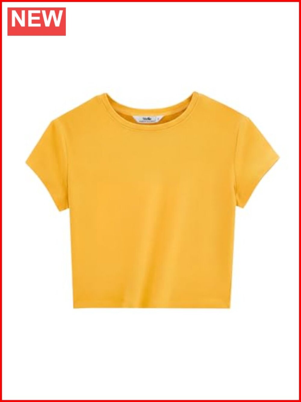 Women Short Sleeve Crop Top Fitted Crew Neck Stretch Tee